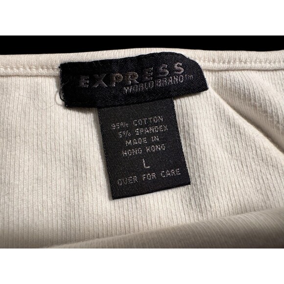 Vintage Express 90s Y2k white ponte tube top, ladies' size L sexy crop top - Picture 3 of 6